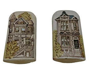 WANDTASCHE KERAMIK VASEN 6,5" bemalt Lady Houses San Francisco Vintage Set ~ 2 - Bild 1 von 17