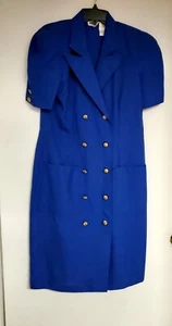Womens Dress - Leslie Fay Double Breasted Blue Dress - Size 10 - Picture 1 of 4