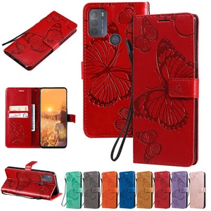 Butterfly Pattern PU Leather Flip Wallet Case Cover for Motorola G4 G6 G7 Play - Picture 1 of 20