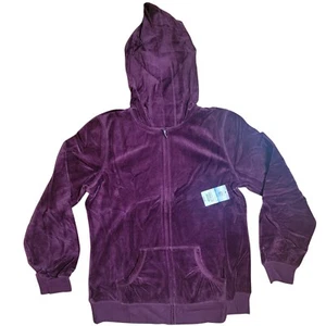 Ladies Vintage 1990s SB Active Merlot Velour Hooded Sweatshirt- Medium - Picture 1 of 4
