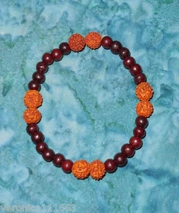 Original Rudraksha Sandelholz Perlen Stretch Armband NEU Heilung Schwangere Mütter - Bild 1 von 3