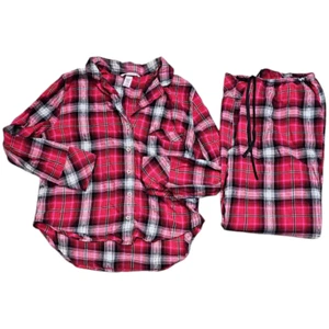 Conjunto de Pijama Victorias Secret Pantalones Manga Larga Rojo Negro Plata Brillo Mediano - Imagen 1 de 5