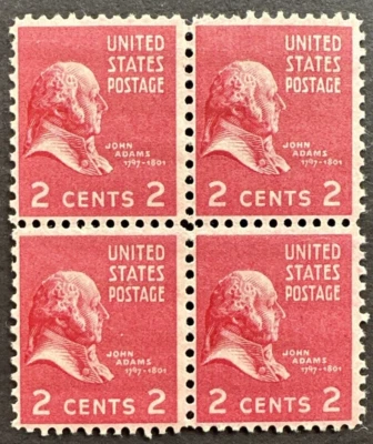 US 1938 Scott # 806 Block of 4 MNH OG John Adams Presidential Issue - Image 1 of 2