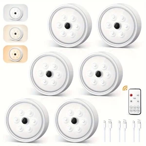Remote Control LED Puck Light Dimmable Push Light Under Cabinet Lamp Rechargable - Picture 1 of 12