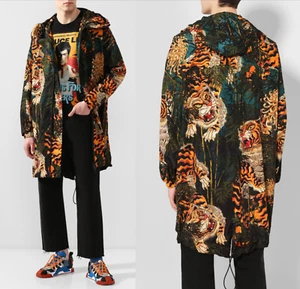 DSQUARED2 Jeans Tiger Print Parka Jacke Coat Hooded Mantel Jacket Hood Caban M - Picture 1 of 12