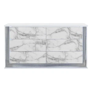 Global Furniture USA Ylime White Marble Dresser With Led - Picture 1 of 4