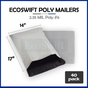40 14x16 ECOSWIFT WHITE POLY MAILERS SHIPPING ENVELOPE PLASTIC SELF SEALING BAGS - Picture 1 of 5