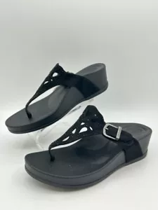 AETREX Women Size 7.5/8 Black Tasha Platform Thong Sandal NWT - Picture 1 of 8