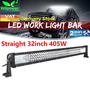 7D Tri-Row 32"inch 405W LED Light Bar Spot Flood Combo for Jeep Ford SUV Offroad - Foto 1 di 8