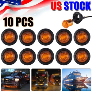 10 PCS 3/4" Round LED Side Marker Clearance Lights Amber Front Rear Indicators - Picture 1 of 10