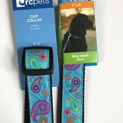 RC Tropical Paisley NEW Dog Leash 6’ Long 1” Wide And  Size L Matching Collar - Image 1 of 4