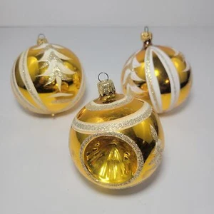 3-teiliges Vintage West Germany Einzug Gold Christbaumschmuck Set - Bild 1 von 6