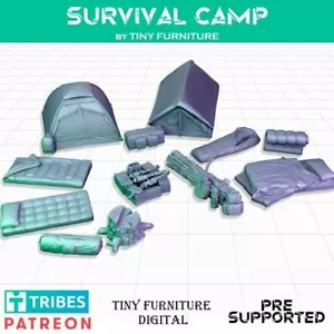 Survival Camp Streugelände Zelt Schlafsack Feuerstelle Camping 32mm Miniatur - Bild 1 von 1