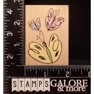 HERO ARTS RUBBER STAMPS E2904 THREE SKETCHED BUTTERFLIES GARDEN OUTLINE #3148 - Picture 1 of 2