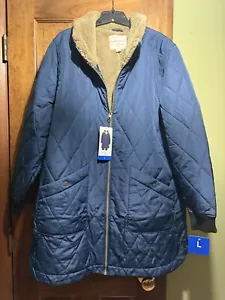 New Women’s quilted jacket super soft lining blue weatherproof vintage size L - Picture 1 of 5