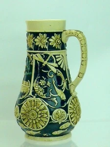 Großer Vintage deutsches Steinzeug handbemalt Bierkrug Krug - Bild 1 von 4