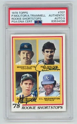 Tarjeta de béisbol firmada por Paul Molitor & Alan Trammell 1978 Topps ROOKIE 707 PSA AUTO Foto 1 de 2
