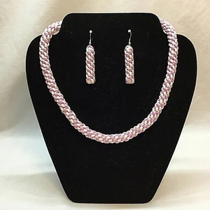 Crown Sinnet Braid Paracord Necklace w/Snap Breakaway Buckle & Matching Earring - Picture 1 of 6