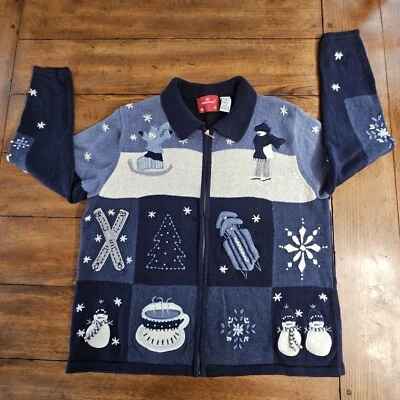 Vintage Northcrest Women 2X Ugly Christmas Sweater Snowman Cottage Grannycore  - Image 1 of 4