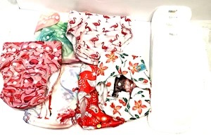Alvababy Cloth Diapers Lot with 6 Adjustable Diaper Covers & 4 Inserts - Picture 1 of 4