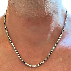 Collana catenina in acciaio inox da uomo donna girocollo maglia box 50 cm x 4 mm - Foto 1 di 7
