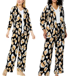 NEW IMAN Chic SZ XL 2-PC Drape Topper JACKET & Pant Set BLACK CHEETAH - Picture 1 of 4