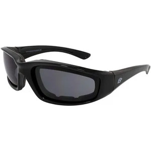 Birdz Oriole Black Padded Motorcycle Anti-Fog Sunglasses Black Frame Smoke Lens