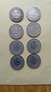 8x 2 Franken Schweiz +2 Fr + LOT 1894 - 1994 + Silber ca 75 g + Münzen - Bild 1 von 3