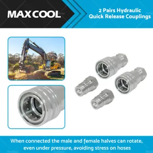 2 x SETS 1/2" BSP HYDRAULIC ISO POPPET QUICK RELEASE COUPLINGS COUPLERS TRACTOR - Picture 1 of 6