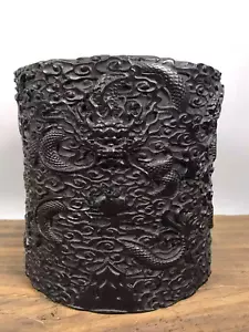 old Chinese antique Natural Red Sandalwood Hand-carved Exquisite Dragon Brush Po - Picture 1 of 9