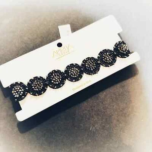 Amrita Singh Spiral Lace Choker Black Gunmetal - Picture 1 of 5