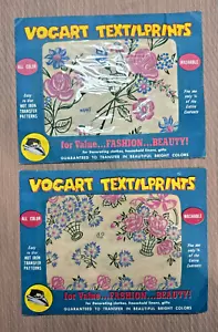 2 - Vintage 50er Vogart Textilprints Transfers in Originalverpackung blau & gelb Stiefmütterchen - Bild 1 von 5