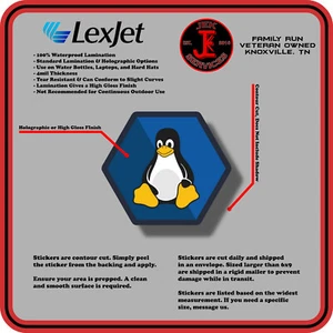 Adesivo decalcomania impermeabile Linux Tux Penguin per bottiglie d'acqua e laptop - Foto 1 di 2