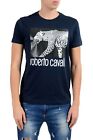 Roberto Cavalli Męska niebieska graficzna lampart okrągły dekolt T-shirt Rozmiar S M L XL