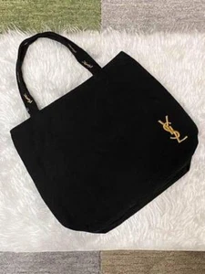 Bolso de Mano Yves Saint Laurent Perfumes Novedad Negro Dorado YSL Bordado Logo - Imagen 1 de 4