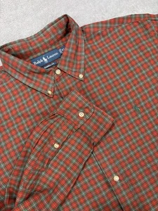 Ralph Lauren Shirt XL Red Green Check Long Sleeve Classic Fit Casual Button Down - Picture 1 of 10