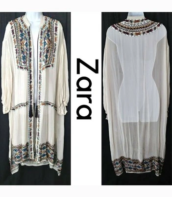 Chaqueta kimono transparente bordada crema ZARA Foto 1 de 4