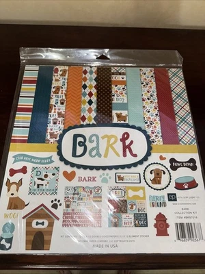 Echo Park BARK 12x12 Collection Kit Dog Paw Puppy Family Scrapbook Junk Journal - Image 1 of 2