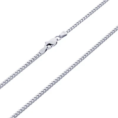 14K 白金纯色 2.7 毫米迈阿密古巴链式项链男式女式 16 英寸 - 30 — 第 1/4 张图片