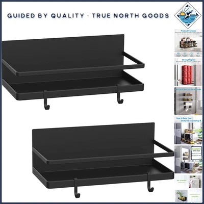 Versátil Organizador Magnético de Especias - Paquete de 2 Estantes de Cocina con Ganchos Extraíbles Foto 1 de 4