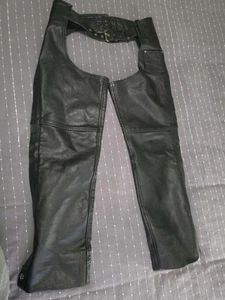 VINTAGE Hot Leathers Black Leather Motorcycle Chaps Sz Medium LEG LENGTH 28IN - Bild 1 von 21