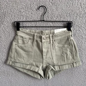American Eagle Women’s Sz 23w Green Dreamy Drape Easy Shortie Denim Shorts NWT - Picture 1 of 11