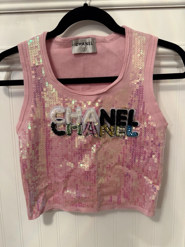 Chanel Майка блестки розовый - Изображение 1 из 3