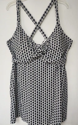 Jaclyn Smith Negro Blanco Gris Estampado Una Pieza Traje De Baño Vestido De Baño Talla 24W Foto 1 de 4