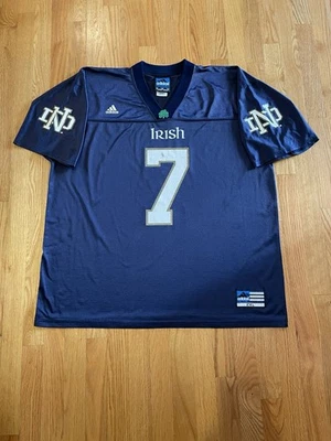 Vintage Notre Dame Fighting Irish #7 Football Jersey Sz XXL Adidas Blue - Image 1 of 4