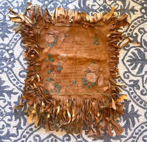 Pintura y poema de cuero con flecos nativos americanos pintados a mano - Imagen 1 de 12