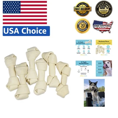 Masticables naturales de cuero crudo de res para perros - Paquete de 10, 6-7 pulgadas, apoya el buen comportamiento Foto 1 de 4