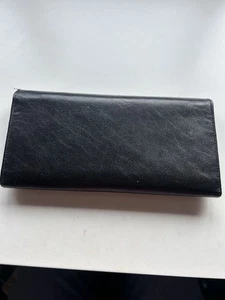 Black Genuine Leather Wallet Coin Purse 90s/80s Vintage - Picture 1 of 9