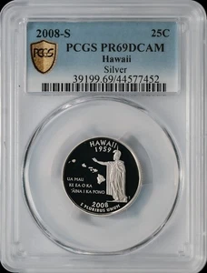 2008-S Hawaii Quarter Proof PCGS PR69 DCAM Gold Label Final Statehood Issue - Picture 1 of 6