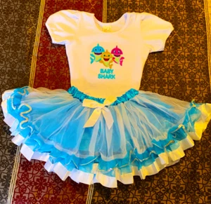 Baby Shark Tutu 4th Birthday Outfit 2pc Tutu Outfit Turquoise Girl Baby - Picture 1 of 1
